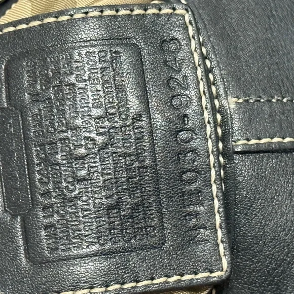 Coach Dark Leather Shoulder Bag with Silver Accents